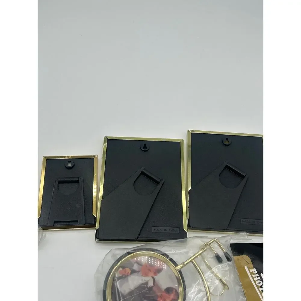 Lot 5 Vintage Picture Frames Incl Bicycle Frames Gold Tone Various Sizes